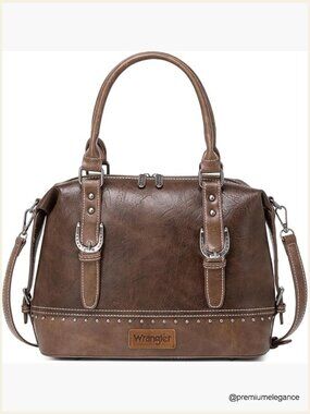 Crazy Horse Barrel Satchel Hobo Bag with Detachable Strap